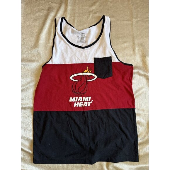 Vtg 90s Adidas Miami Heat Basketball Sleeveless Large Tank Top Shirt Color Block - Picture 1 of 6